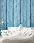 Wood Wallpaper - Vintage Blue Slats