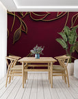 Foliage Wallpaper - Golden Branches on Purple Background