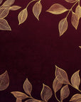 Foliage Wallpaper - Golden Leaves on Deep Red