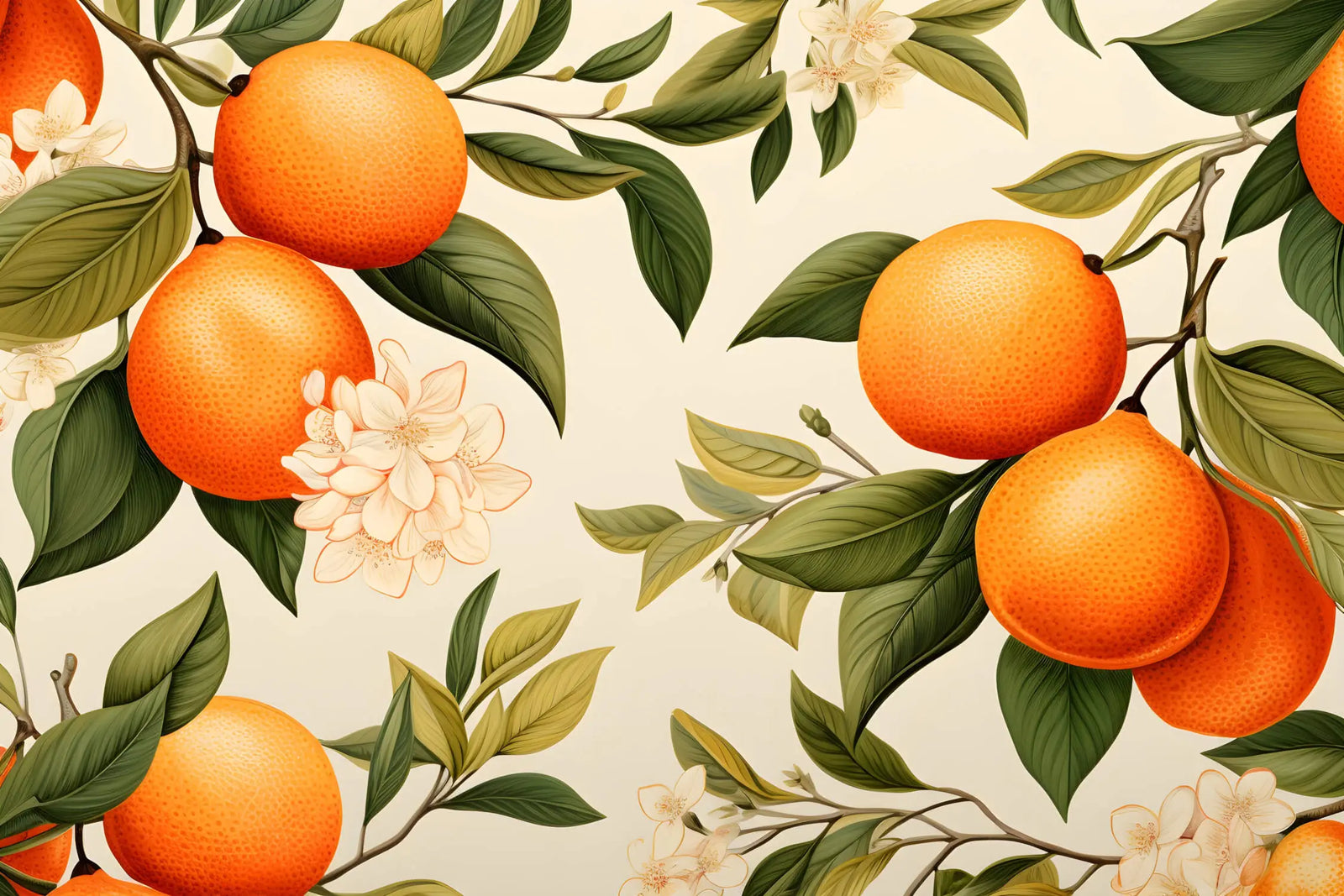 Floral Wallpaper - Oranges and White Flowers
