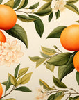 Papier Peint Floral - Oranges et Fleurs Blanches