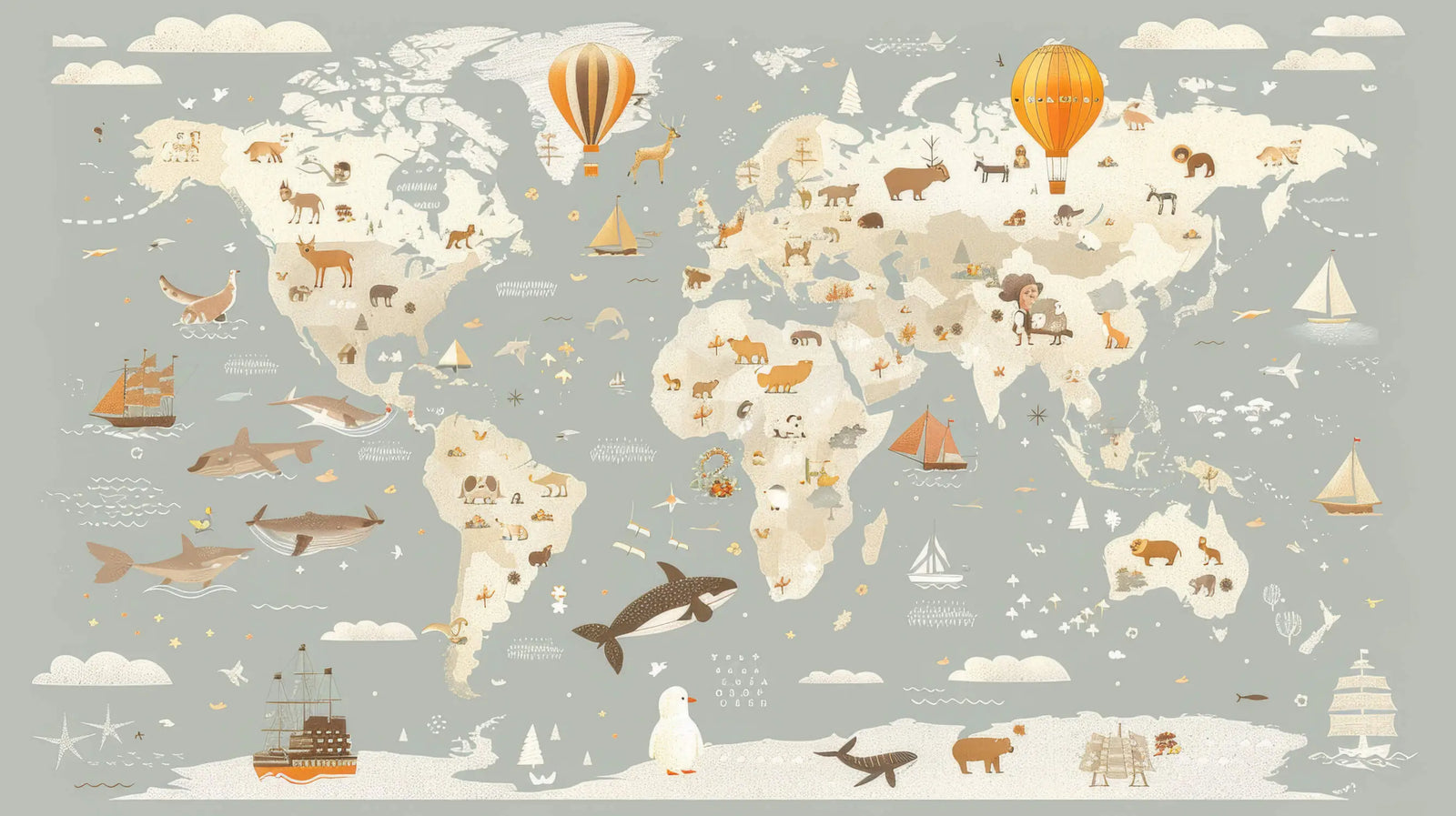 Children's Wallpaper - Animal World Map