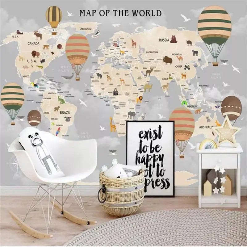 Children's Wallpaper - Around the World in a Hot Air Balloon