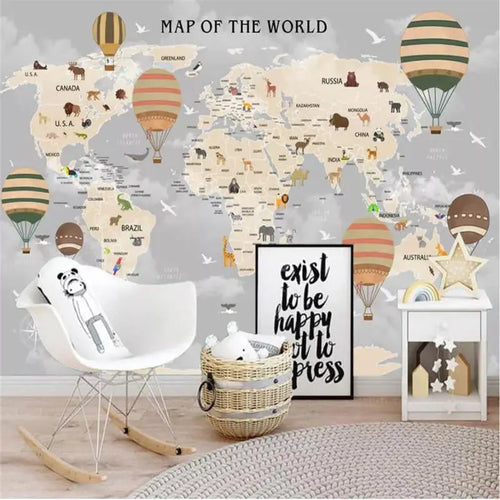 Papier Peint Enfant – Tour du Monde en Montgolfière