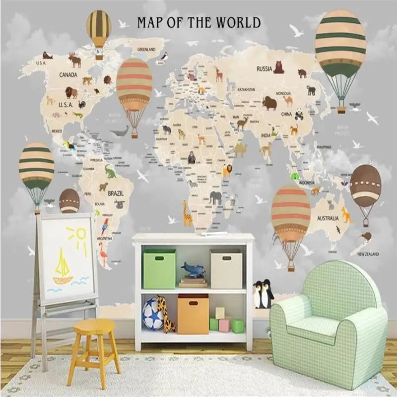 Children's Wallpaper - Around the World in a Hot Air Balloon