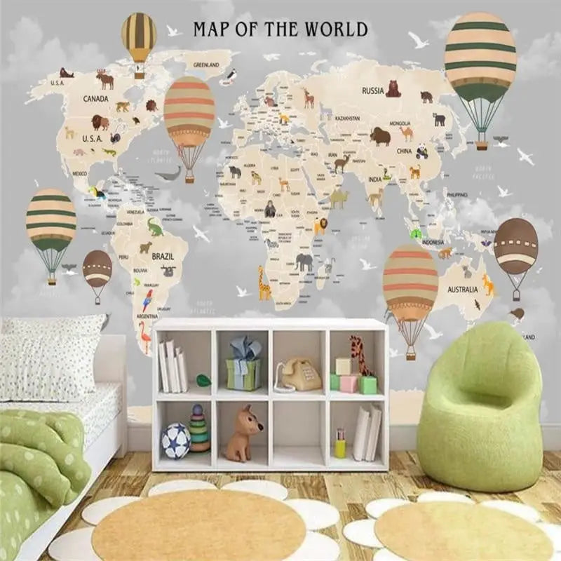 Children's Wallpaper - Around the World in a Hot Air Balloon