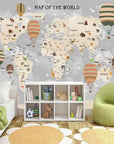 Children's Wallpaper - Around the World in a Hot Air Balloon