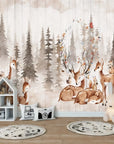 Forest Wallpaper – Deer Family in the Woodland Mist