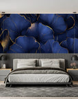 Foliage Wallpaper – Large Blue and Gold Petals