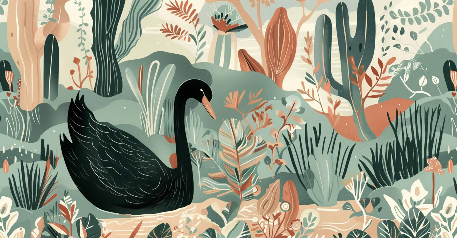 Animal Wallpaper - Black Swan and Marsh