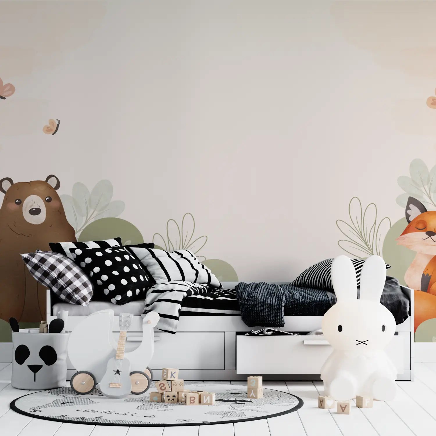 Papier Peint Enfant - Ours et Renard Paisibles