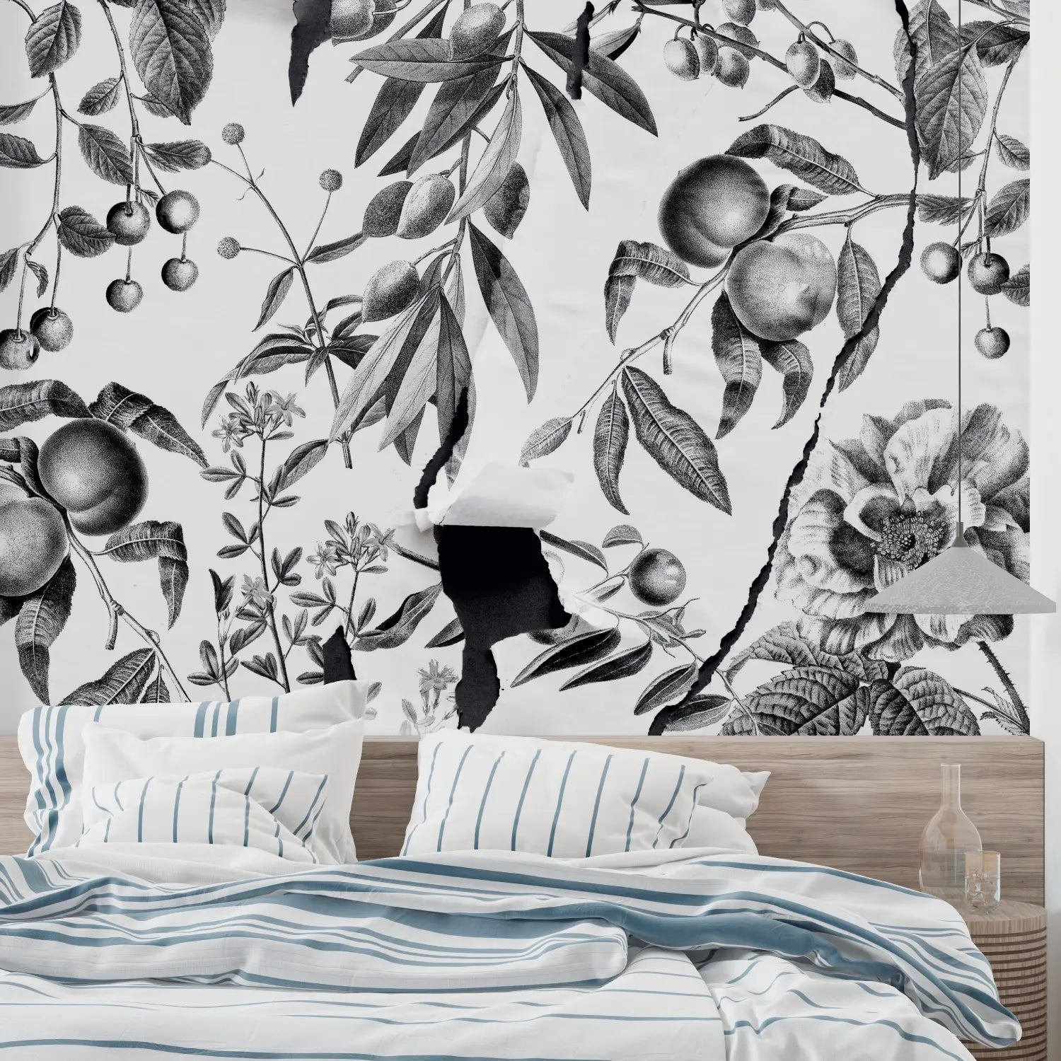 Art &amp; Deco Wallpaper - Fruits and Flowers Engraving