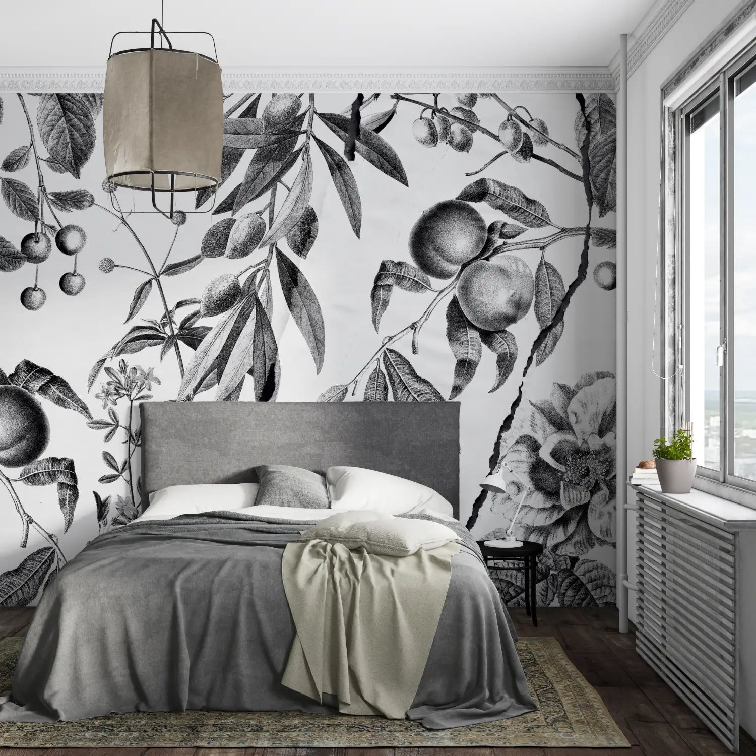 Art &amp; Deco Wallpaper - Fruits and Flowers Engraving