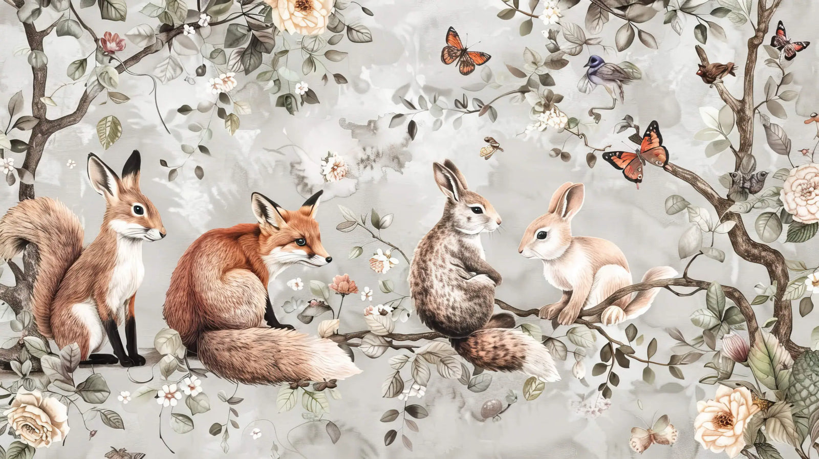 Animal Wallpaper - Foxes and Rabbits