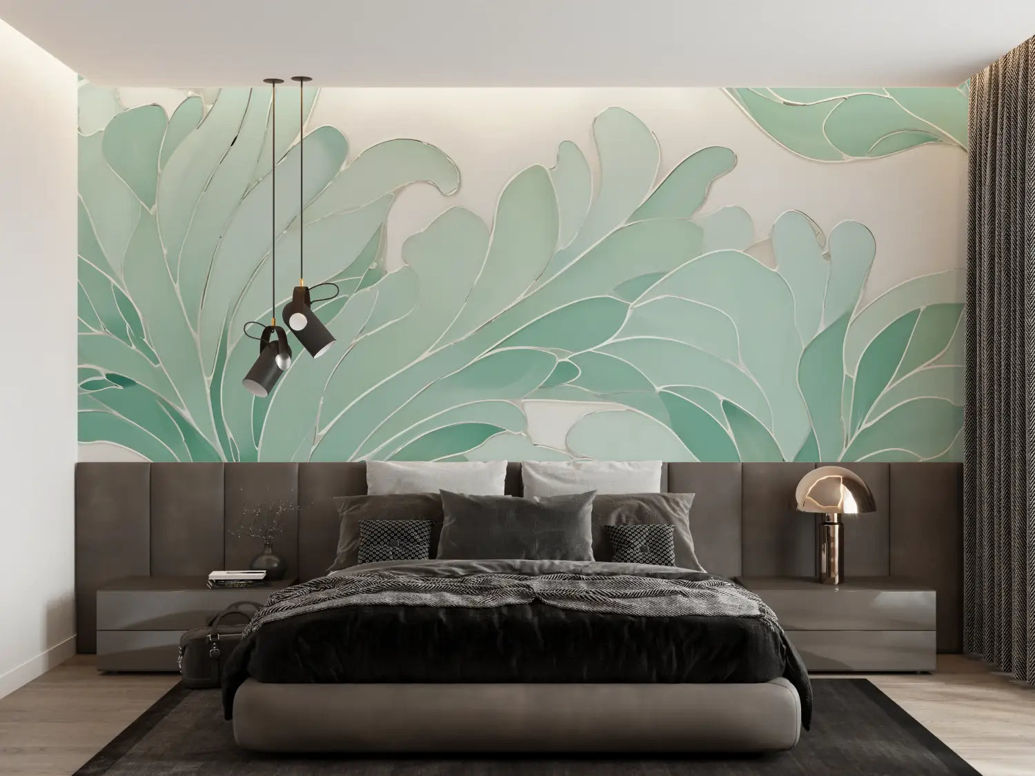 Foliage Wallpaper - Delicate water green foliage