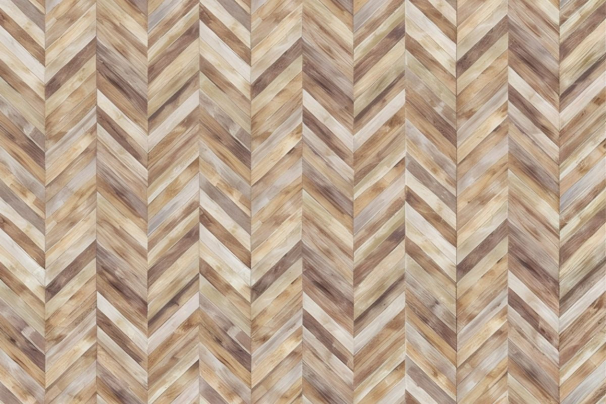 Papier Peint Bois - Chevron Naturel