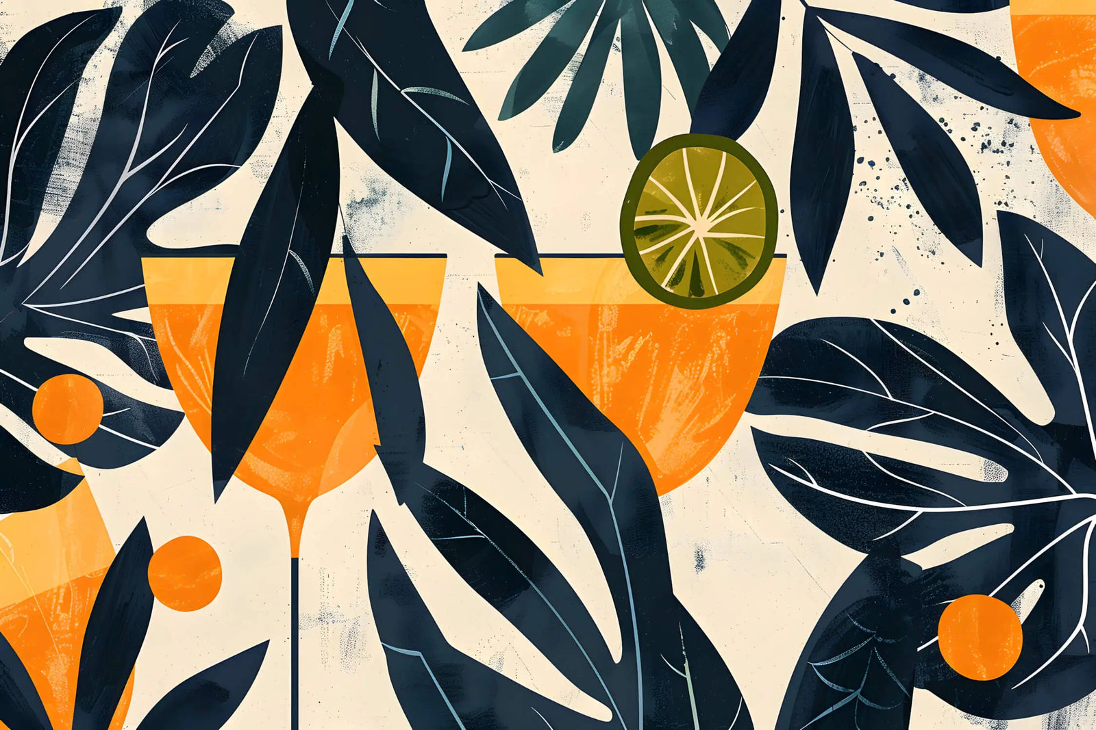 Tropical Wallpaper - Cocktail and Leaves