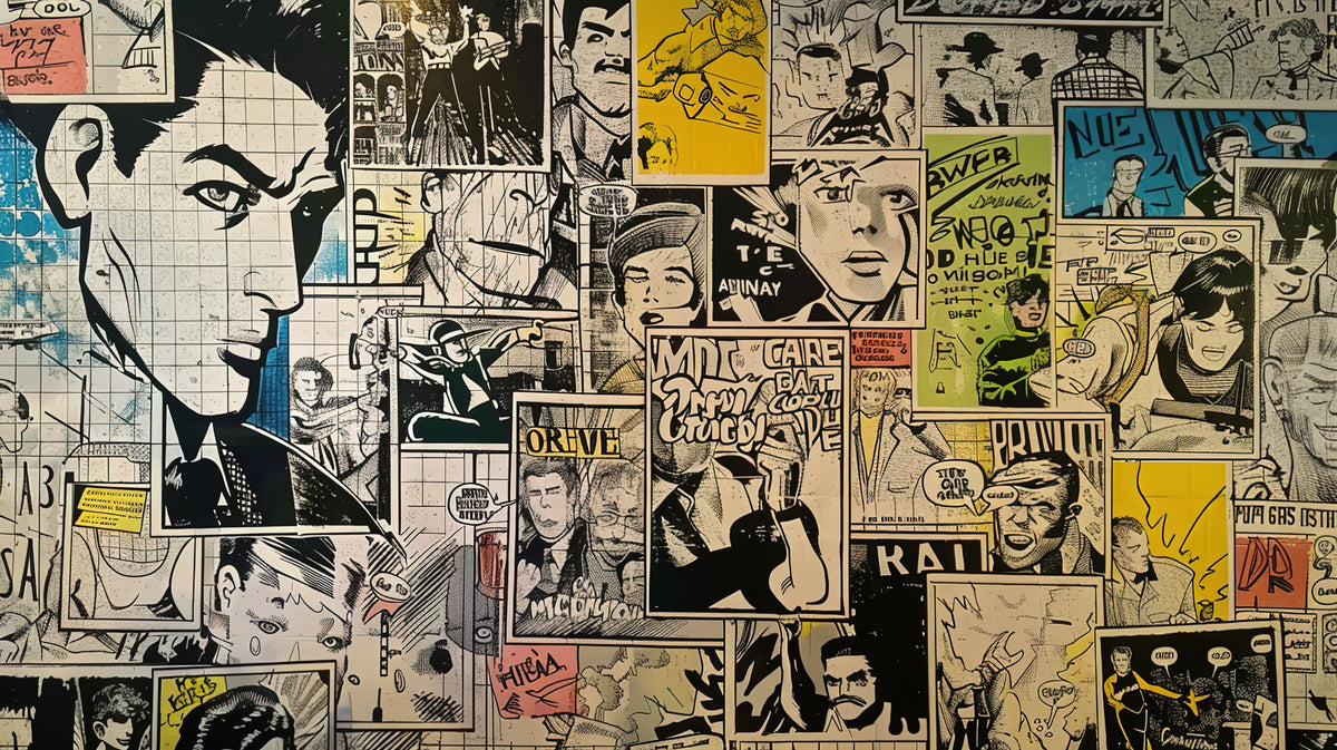 Carta da parati a fumetti - Collage di fumetti rétro