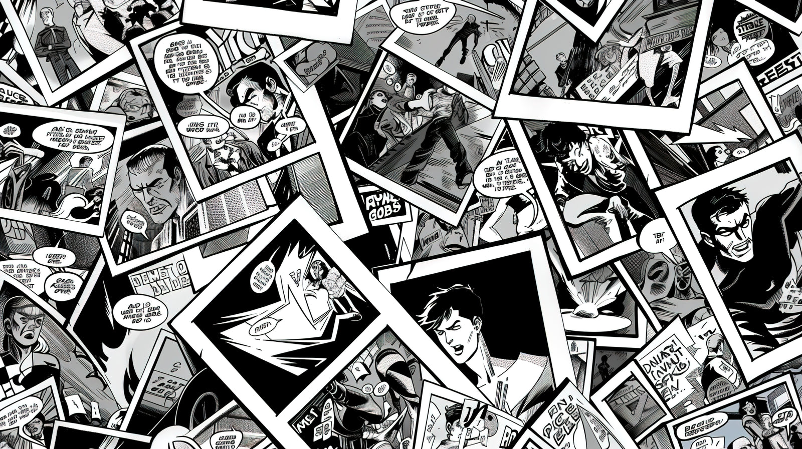 Comic strip wallpaper – Black and white