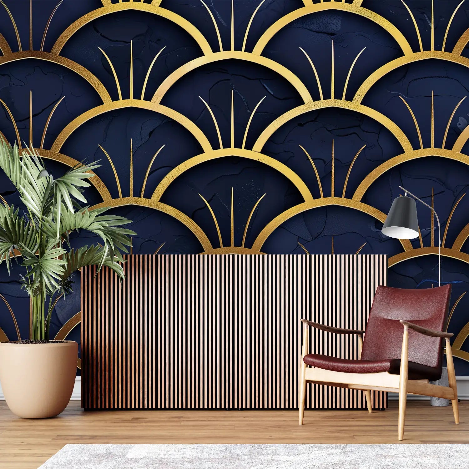 Japanese Wallpaper - Golden and Textured Fans