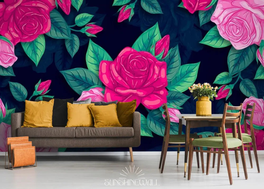 Papier Peint Design - Fleurs Roses