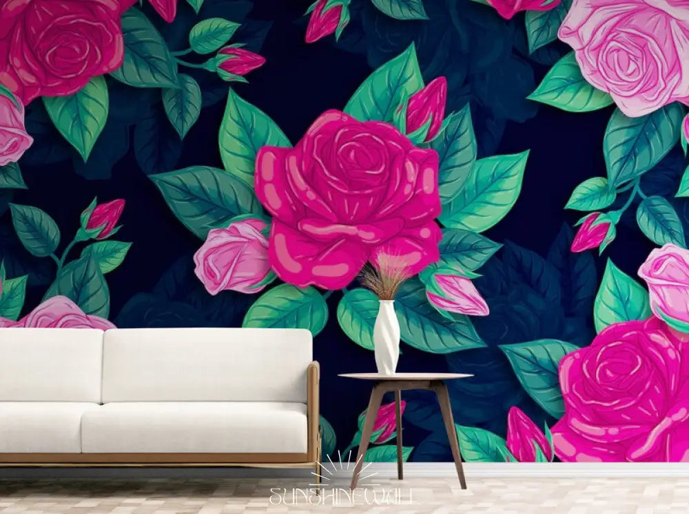 Papier Peint Design - Fleurs Roses