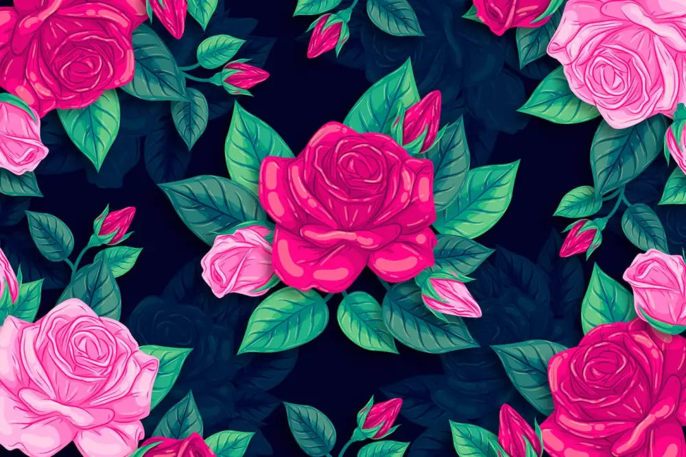 Papier Peint Design - Fleurs Roses