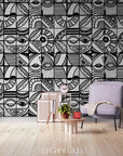 Papier Peint Design - Géométrique Noir Et Blanc