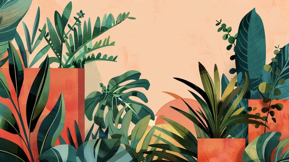 Papier Peint Design - Plantes Tropicales Contemporaines