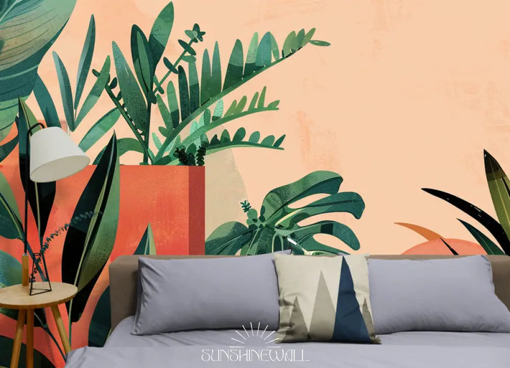 Papier Peint Design - Plantes Tropicales Contemporaines