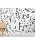 Papier Peint Art & Déco - Visages Abstraits en Ligne Continue