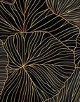 Foliage Wallpaper – Large Golden Palms on a Black Background