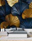 Art Deco Wallpaper – Gold and Midnight Blue Fans