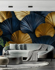 Art Deco Wallpaper – Gold and Midnight Blue Fans