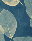 Foliage Wallpaper – Golden Leaves on Blue Background