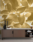 Papier Peint Feuillage - Feuilles Noires et Or