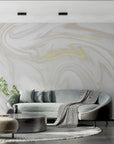Papier Peint Pierre – Marbrures Blanches aux Reflets Dorés