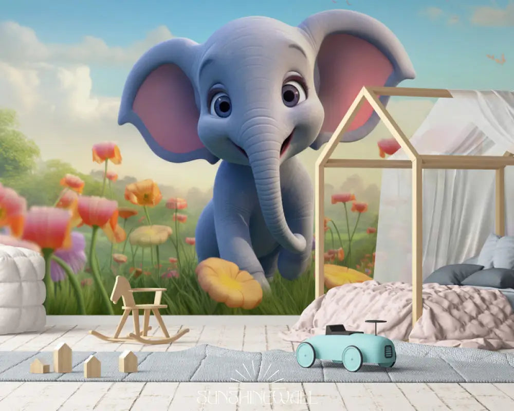 Papier Peint Enfant - Adorable Petit Éléphant