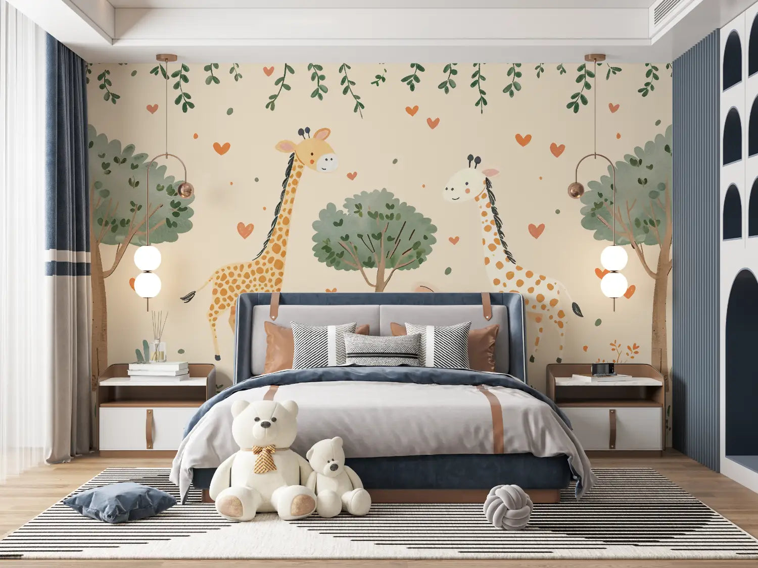 Children's Wallpaper - Sweet Giraffe Family