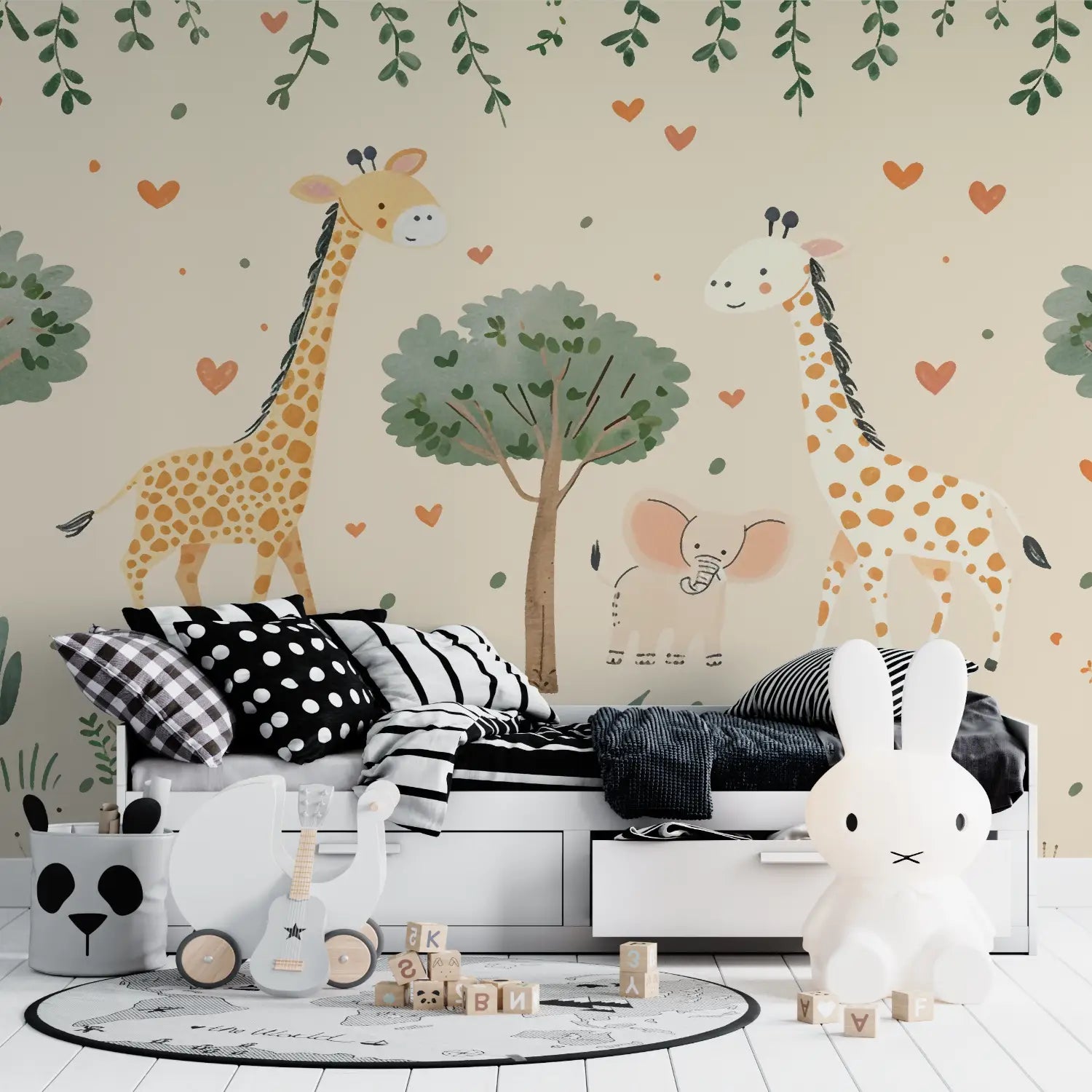 Children's Wallpaper - Sweet Giraffe Family