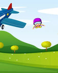 Papier Peint Enfant - Avion Et Montgolfière Colorée