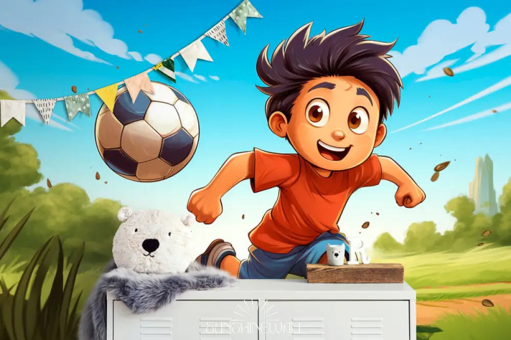 Papier Peint Enfant - Ballon De Foot Cartoon