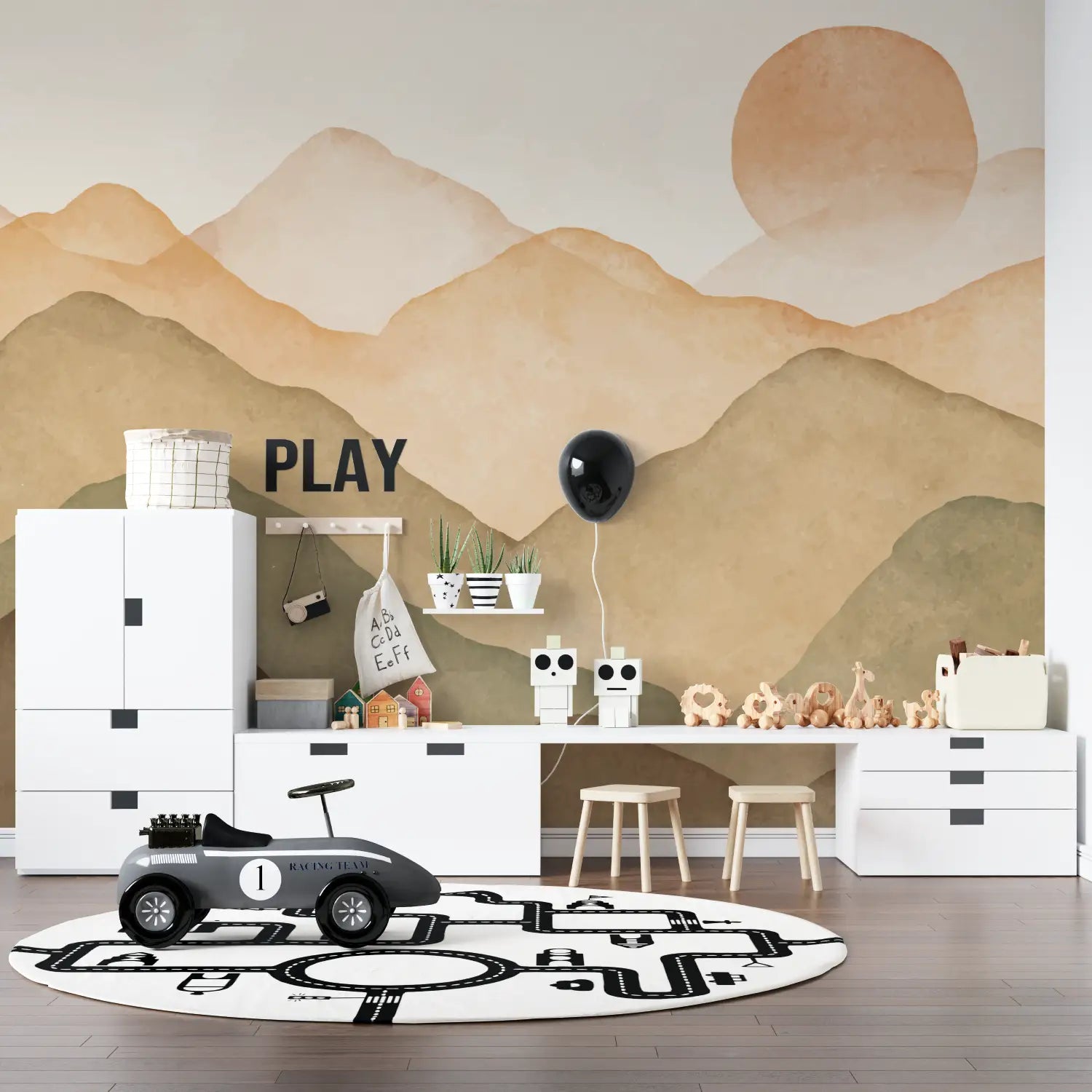 Papier Peint Montagne - Coucher de Soleil sur les Sommets