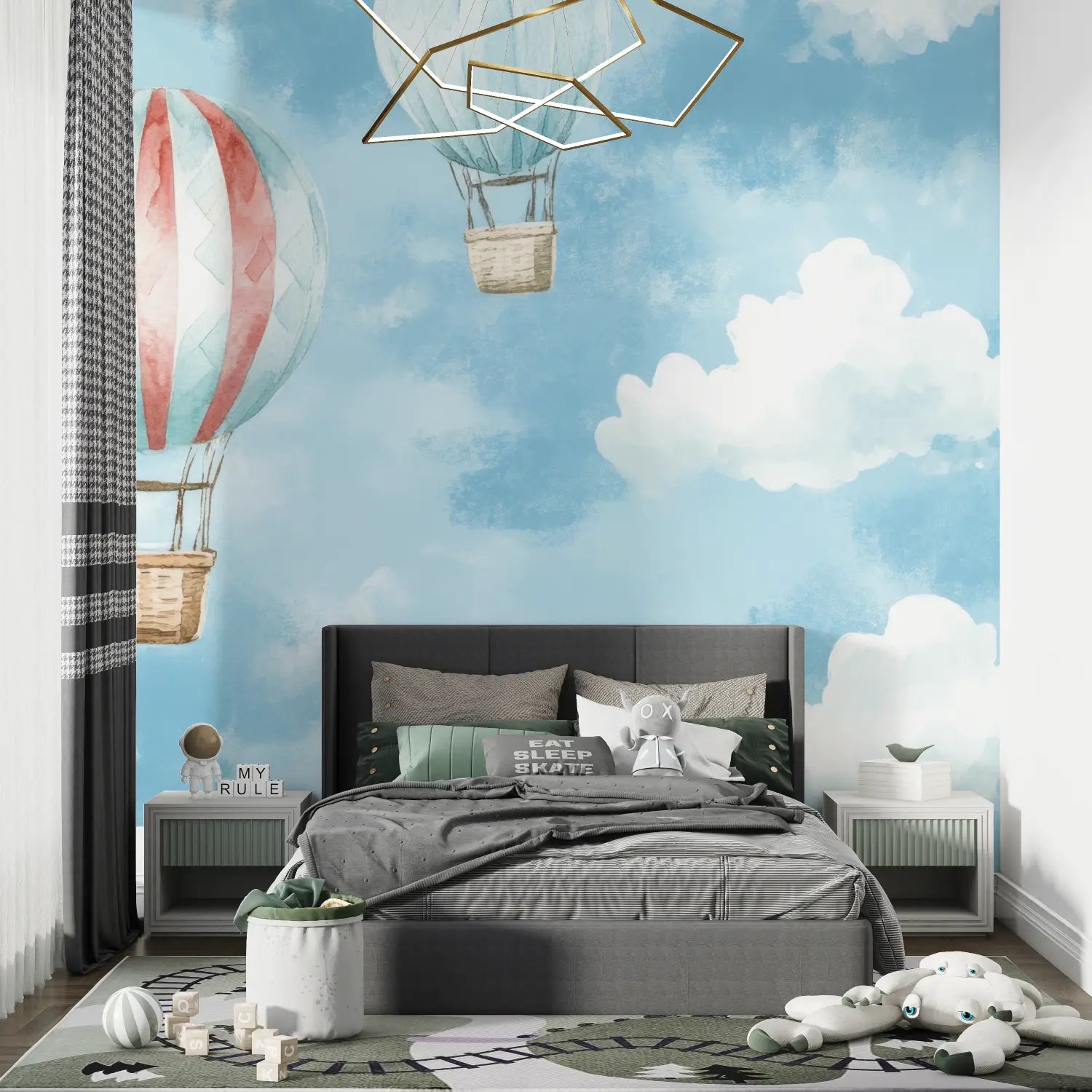 Children's Wallpaper - Floating Hot Air Balloons