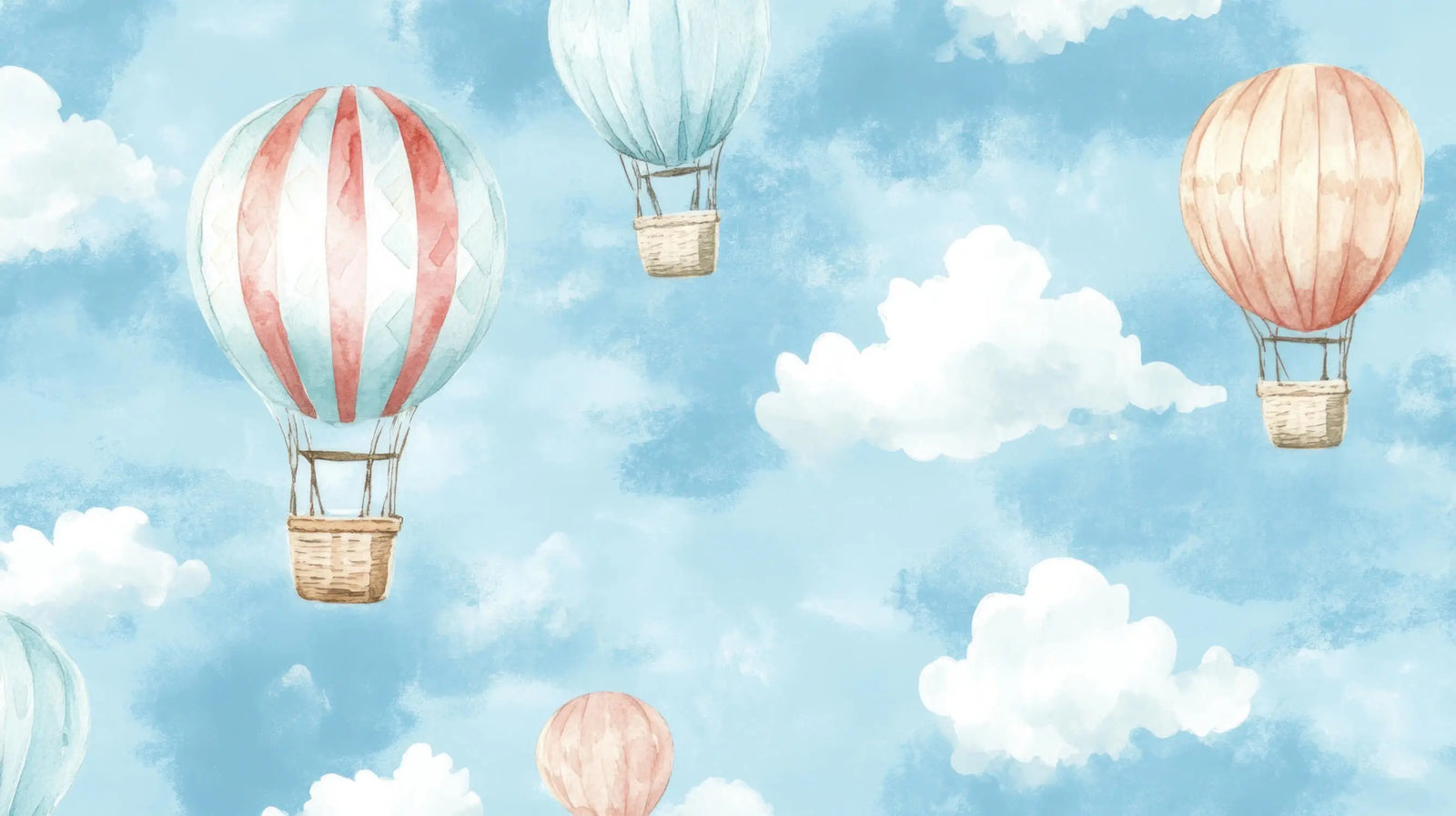 Children's Wallpaper - Floating Hot Air Balloons
