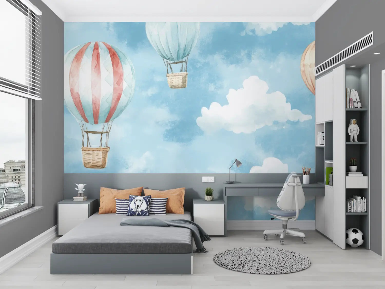 Children's Wallpaper - Floating Hot Air Balloons