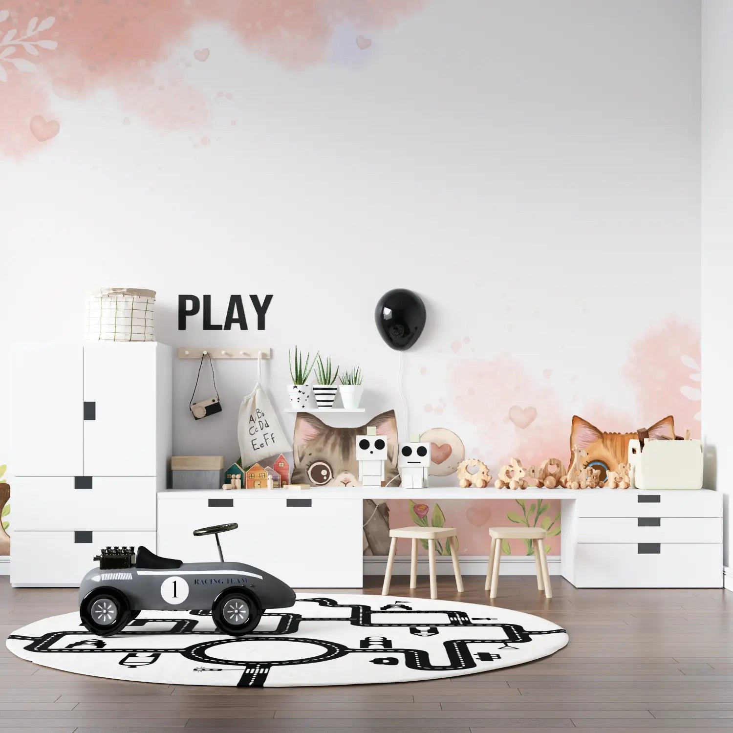 Children's Wallpaper - Kittens and Pastel Softness