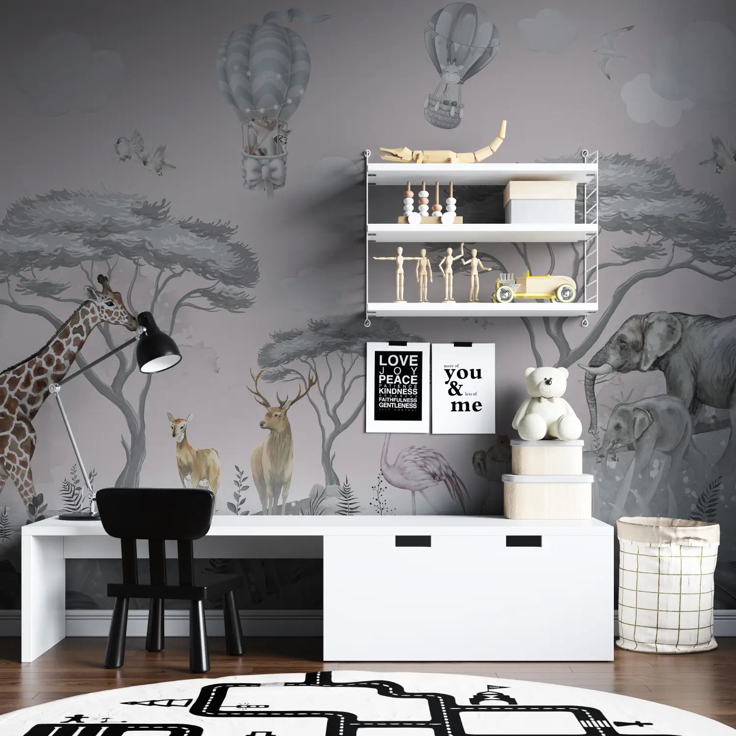 Papier Peint Animaux - Savane et Ballons