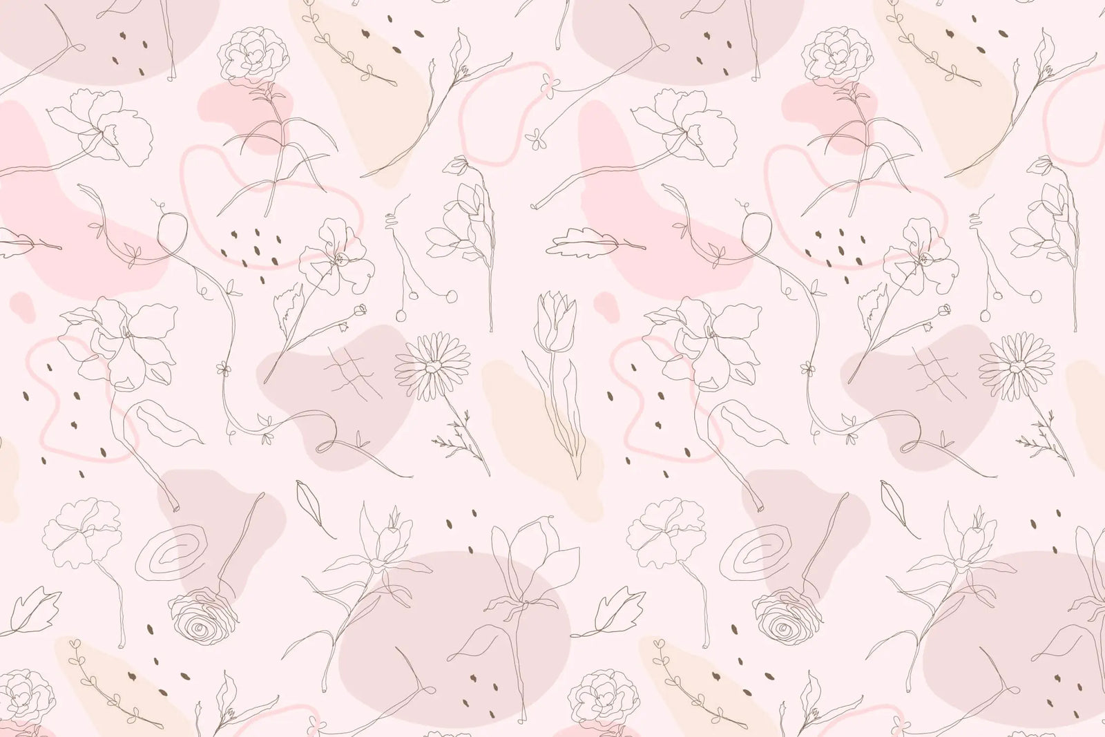 Floral Wallpaper - Delicate Flowers in Sketch