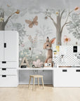 Children's Wallpaper - Floral Foxes and Rabbits